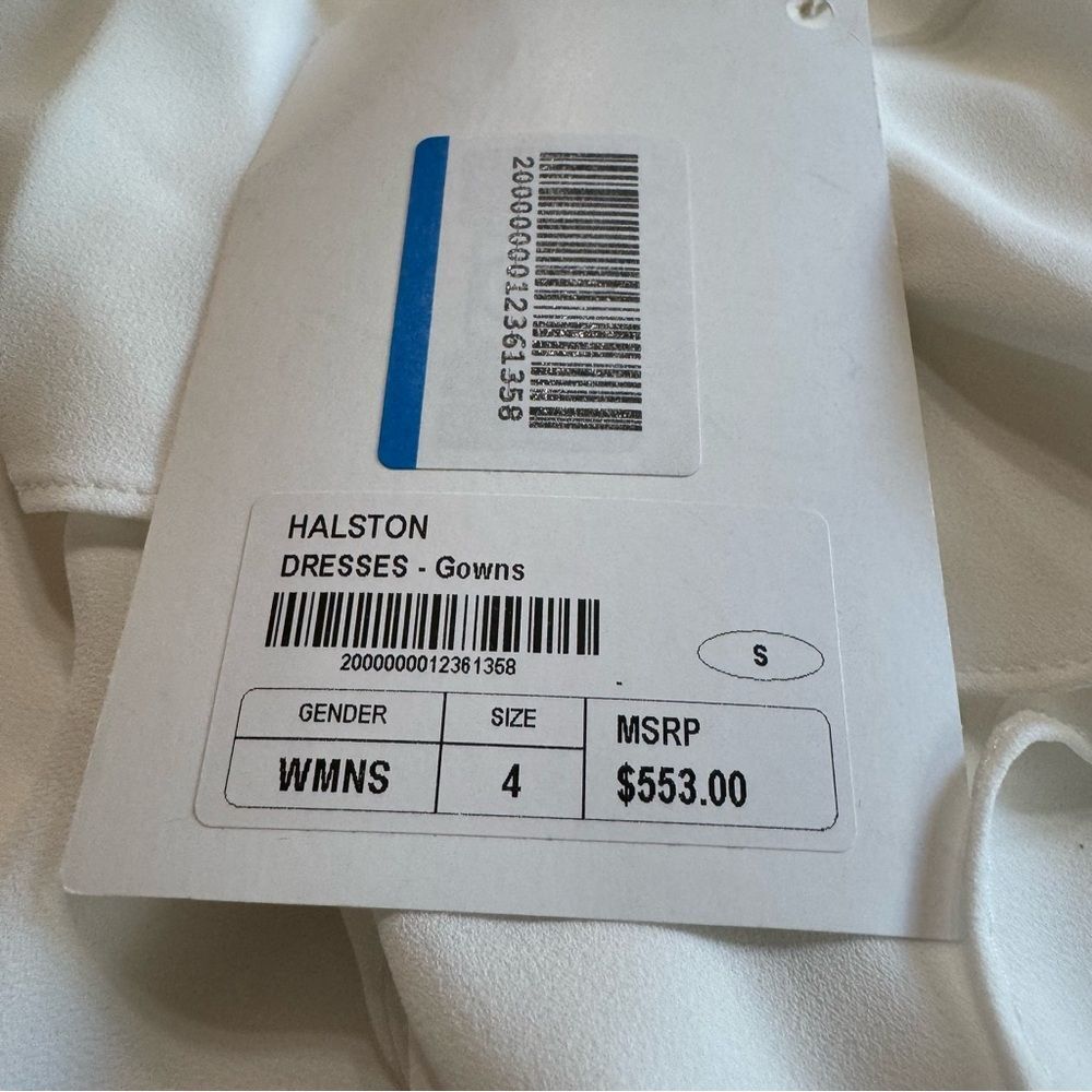 Halston Draped Maxi Dress White‎ Crepe One Shoulder Gown $553 new - Picture 12 of 14